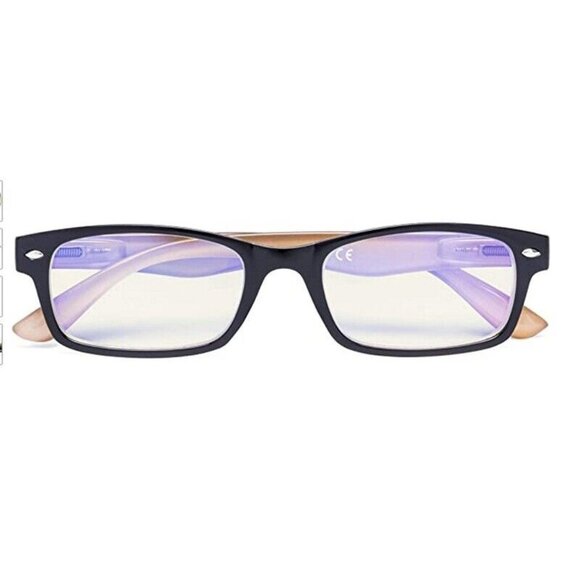 NWT Cess Blue Black Beige Rectangle Reading Glasses 2.0 115213 - Picture 1 of 7